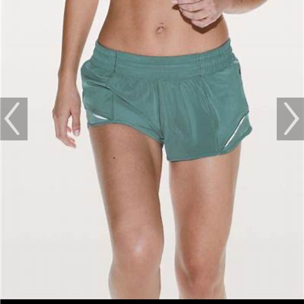 Lululemon shorts Hotty hot olive green 4”. Tag cut out, I think it’s a 4 or 6
